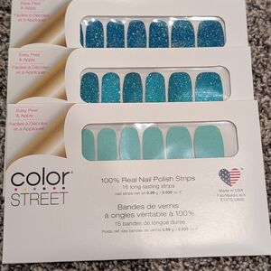 Color Street Blue and Teal Glitter Press-On Nails